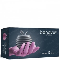 BENOVY Перчатки нитриловые РОЗОВЫЕ S 100 шт/уп