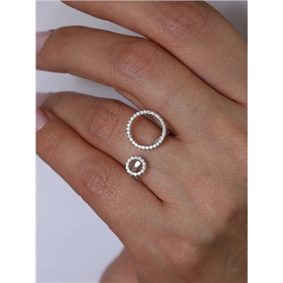 Кольцо из серебра с фианитами родированное 925 пробы К-7302р200