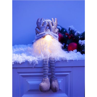 Фигура текстиль «Гном лосяш» 33 см, 1 LED, от батареек AG10×3, свечение тёплое белое