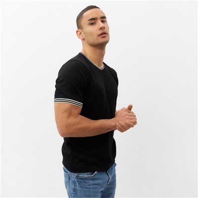 Джемпер мужской короткий рукав MINAKU REGULAR FIT: чёрный, р-р 44