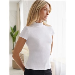 Футболка из фактурного трикотажа в рубчик