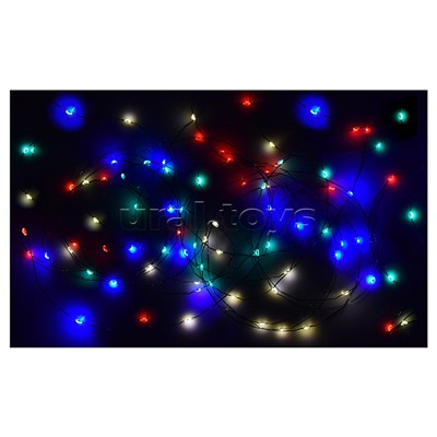 Электрогирлянда Роса 30м, 300 ламп, зеленый провод, цветная, пульт