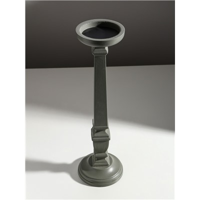 Деревянный подсвечник на 1 свечу «Греция», серый, 11.5×11.5×39.5 см