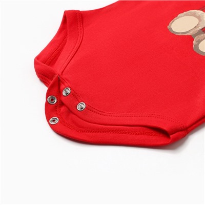 Боди детское «Крошка Я. Новогодние медвежата», рост 68-74 см, красное