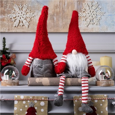 Светодиодная фигура «Гном с бородой» 14×47×9 см, текстиль, батарейки AG10×3 (в комплекте), свечение тёплое белое