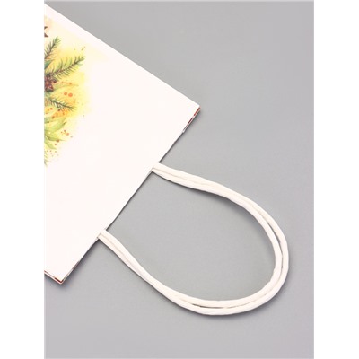 Пакет бумажный подарочный новогодний крафт «Атмосфера Нового Года» 16×12×6 см