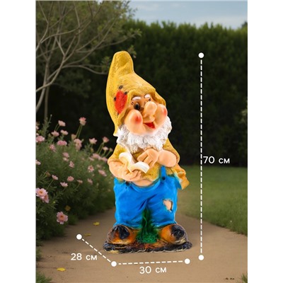 Садовая фигура из гипса «Гном с книгой», 30×28×70 см