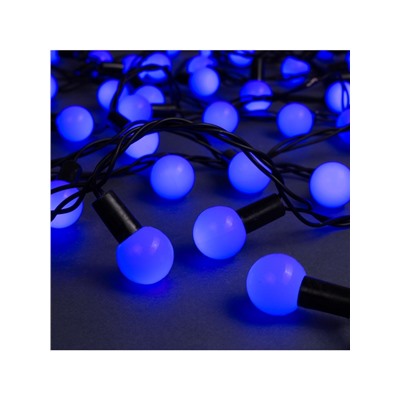 Гирлянда «Нить» 10 м с насадками «Шарики 2.5 см», IP44, тёмная нить, 100 LED, свечение синее, 8 режимов, 220 В