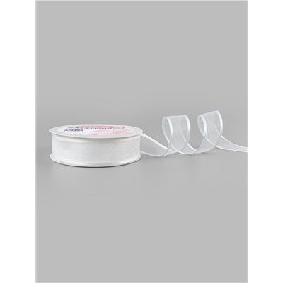 Лента декоративная, капроновая/атласная, 20 мм, 18±1 м, белая