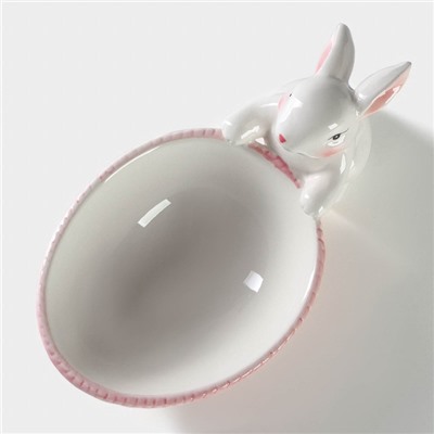 Конфетница Доляна «Зайка», 240 мл, 21.5×12.5×11.5 см, доломит, розовая