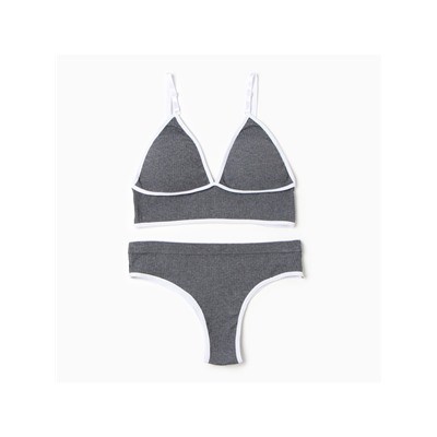 Комплект нижнего белья женский (топ, трусы) Collorista, тёмно-серый, размер 46-48