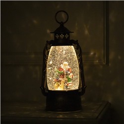 Светодиодная фигура «Фонарь с Дедом Морозом» 15×30×12.5 см, пластик, батарейки ААх3 (не в комплекте), USB, свечение тёплое белое