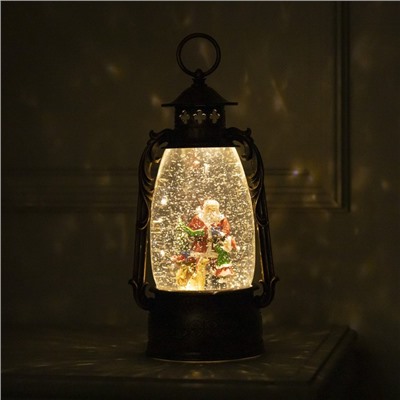 Светодиодная фигура «Фонарь с Дедом Морозом» 15×30×12.5 см, пластик, батарейки ААх3 (не в комплекте), USB, свечение тёплое белое