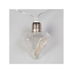 Гирлянда «Нить» 3 м с насадками «Лампочки кристалл», IP20, прозрачная нить, 80 LED, свечение синее, 8 режимов, 220 В