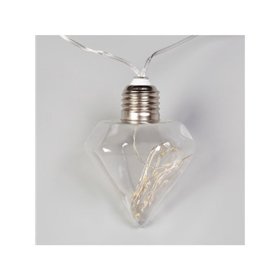 Гирлянда «Нить» 3 м с насадками «Лампочки кристалл», IP20, прозрачная нить, 80 LED, свечение синее, 8 режимов, 220 В