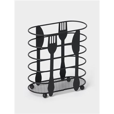 Сушилка для столовых приборов Доляна, 16×16.4×7.5 см, чёрная