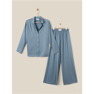 Пижама женская (рубашка, брюки) SL HOME Tensel Home, размер 40-42, голубая