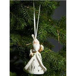 Светодиодная подвеска «Дед Мороз в белом», 10.8×6.4×5 см, 1 LED, от батареек LR44×3, свечение тёплое белое