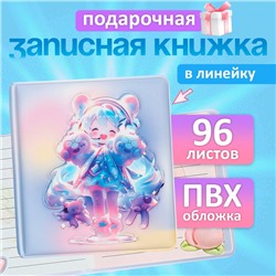 Записная книжка подарочная, 96 листов в линейку, цветной блок, обложка Аниме, 9.5×10.5 см