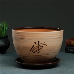 Горшок для цветов «Восток», 4 л, d=23 см, h=17 см, керамика, с поддоном, коричневый