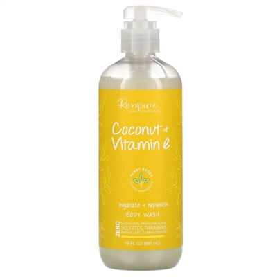 Renpure, Coconut + Vitamin E, Hydrate + Replenish Body Wash, 19 fl oz (561 ml)