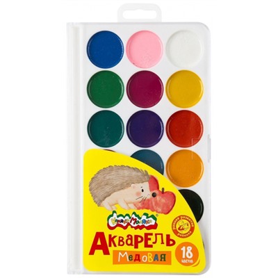 Краски акварельные медовые 18цв АПКМ18 без кисти пласт.уп Каляка-Маляка