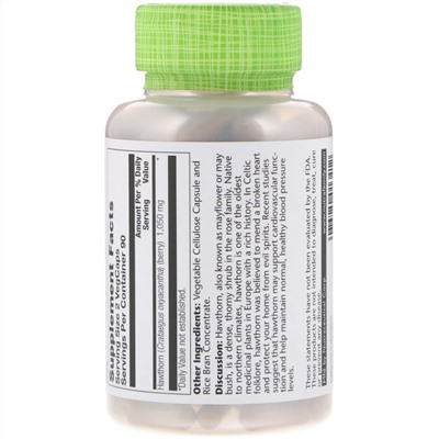 Solaray, Hawthorn, 525 mg, 180 VegCaps
