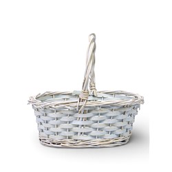 Корзина плетёная для хранения, 28×20×11 см, ручка h=14 см, ива, белая, Greengo