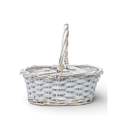 Корзина плетёная для хранения, 28×20×11 см, ручка h=14 см, ива, белая, Greengo