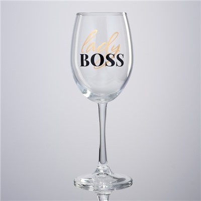 Бокал для вина с надписью Lady boss, 360 мл