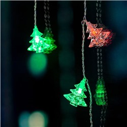 УЦЕНКА Гирлянда «Бахрома», 1.8×0.5 м, с насадками «Ёлки», IP20, 48 LED, 220 В, мигание, прозрачная нить, свечение мульти