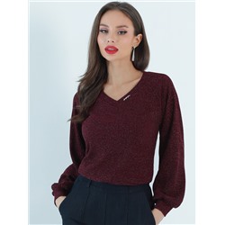 Джемпер бордовый с пышными рукавами