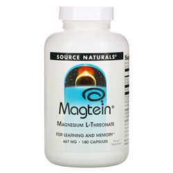 Source Naturals, Magtein, магний L-треонат, 667 мг, 180 капсул