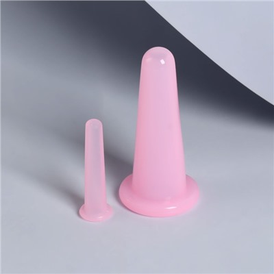 Набор вакуумных банок для массажа, силиконовые, d=1,6/3.9 см, 2 шт., цвет розовый