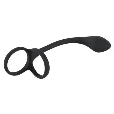 Эрекционное кольцо с утяжкой на мошонку и анальным плаг Black Velvets