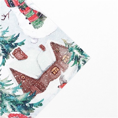 Упаковочная бумага на Новый год глянцевая двухсторонняя «Зимняя деревушка», 50×70 см