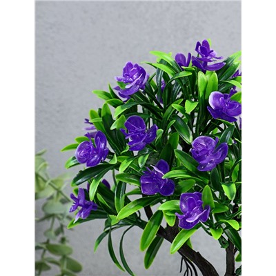 Бонсай искусственный в горшке «Деревце с тонкими листьями и цветами», 10×24 см, МИКС