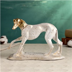 Фигурка полистоун «Борзая», белая с золотым, 25×17 см