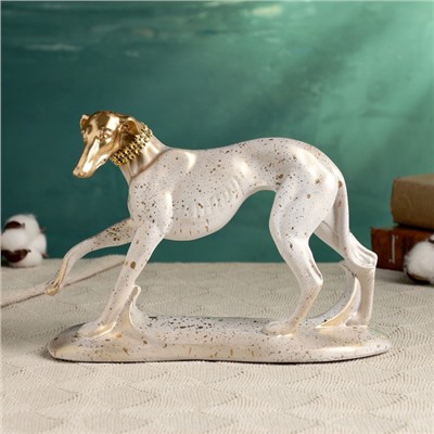 Фигурка полистоун «Борзая», белая с золотым, 25×17 см
