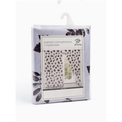 Шторы для кухни с подхватами «Этель» Impression 145×180 см, комплект - 2 шт.