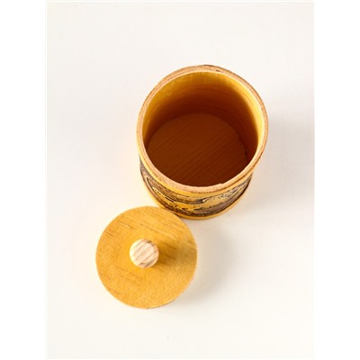 Туес высокий «Конь вороной», банка для хранения, береста