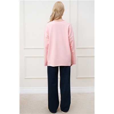 Женский лонгслив оверсайз из футера двухнитки Happyfox