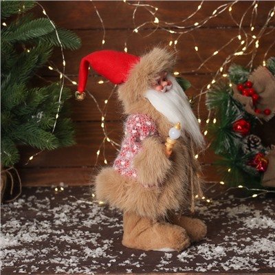 Дед Мороз под ёлку «Зимнее волшебство. Новогодняя игрушка в вязаном костюме» двигается, с подсветкой, 30 см, красный