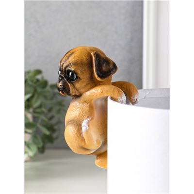 Фигурка для флорариума «Маленький мопс», декор на кашпо, 6.5×7×11.5 см