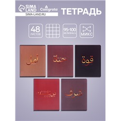 Тетрадь 48 листов в клетку, Calligrata «Арабская вязь», МИКС