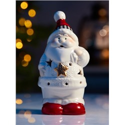 Светодиодная фигура «Дед мороз в свитере», 13.8×6×7 см, 1 LED, керамика, от батареек LR44×3, тёплый белый свет