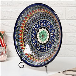 Ляган узбекский Риштанская Керамика «Узоры», d=33 см, глубокий, синий