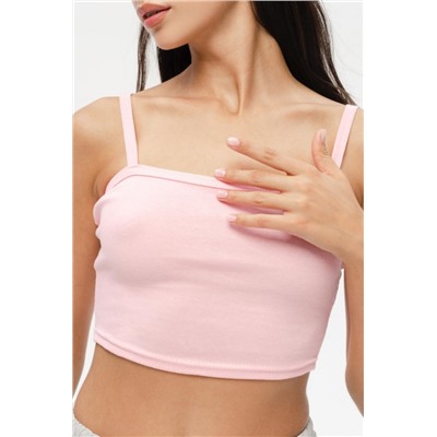 Кроп F-топ-бандо-3 спортивный домашний на тонких бретельках (Розовый антик)