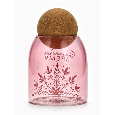 Банка новогодняя стеклянная для сыпучих продуктов «Волшебное время», розовая, 500 мл