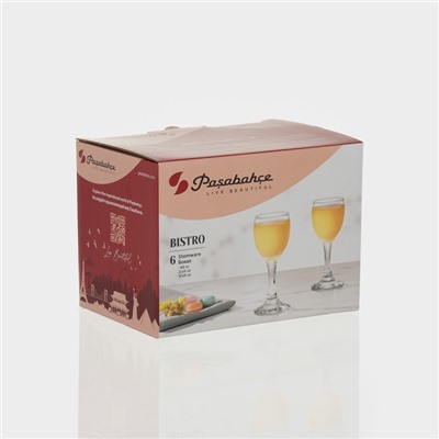 Бокалы для ликёра Paşabahçe Bistro, 60 мл, стекло,прозрачные, набор 6 шт